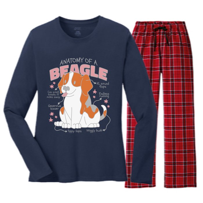 Beagle Anatomy Dog Women's Long Sleeve Flannel Pajama Set 