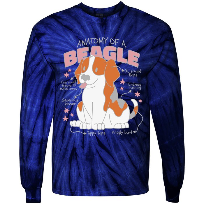 Beagle Anatomy Dog Tie-Dye Long Sleeve Shirt