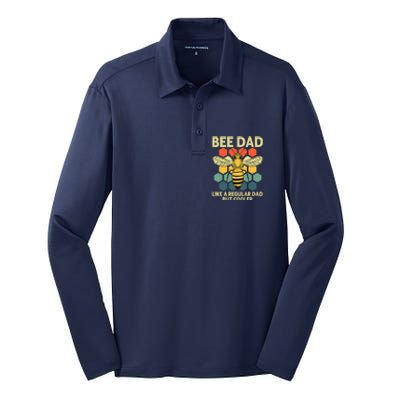 Bee Art Dad Honey Bee Keeper Bumblebee Beekeeper Silk Touch Performance Long Sleeve Polo