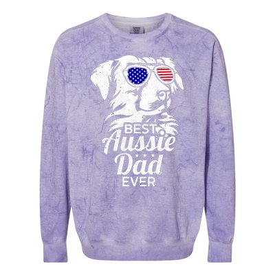 Best Aussie Dad Ever Australian Shepherd Colorblast Crewneck Sweatshirt