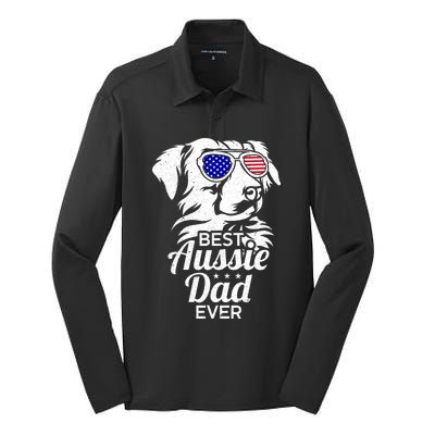 Best Aussie Dad Ever Australian Shepherd Silk Touch Performance Long Sleeve Polo