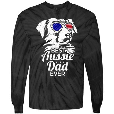 Best Aussie Dad Ever Australian Shepherd Tie-Dye Long Sleeve Shirt