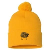 Black Apparel Doodled With Texta Pom Pom 12in Knit Beanie