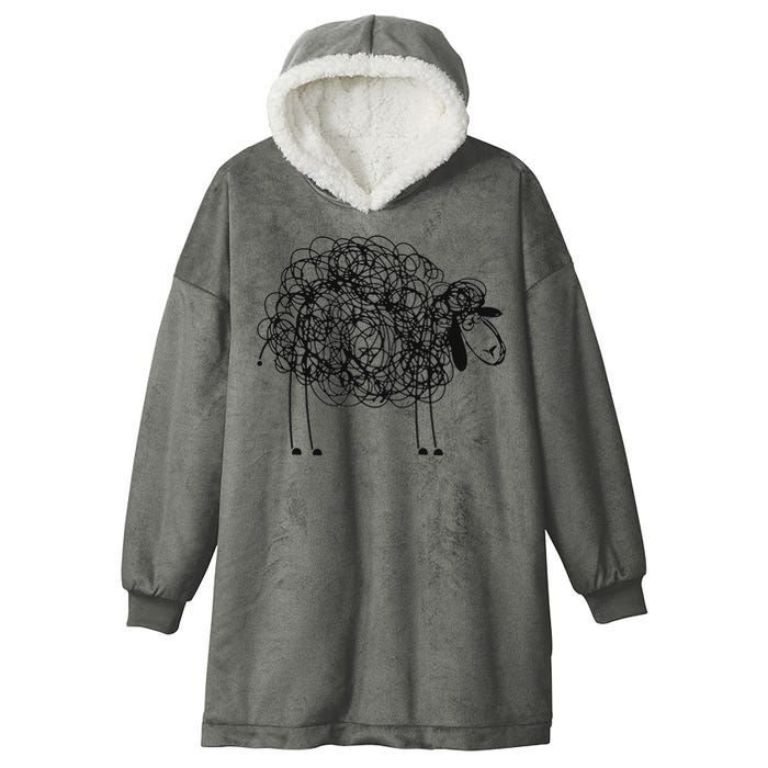 Black Apparel Doodled With Texta Hooded Wearable Blanket