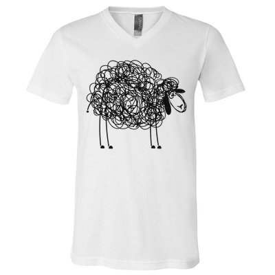 Black Apparel Doodled With Texta V-Neck T-Shirt