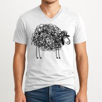 Black Apparel Doodled With Texta V-Neck T-Shirt