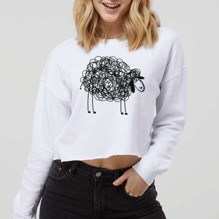 Black Apparel Doodled With Texta Cropped Pullover Crew