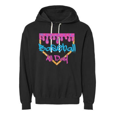 Baseball All Day Drip Home Plate Ice Cream Garment-Dyed Fleece Hoodie
