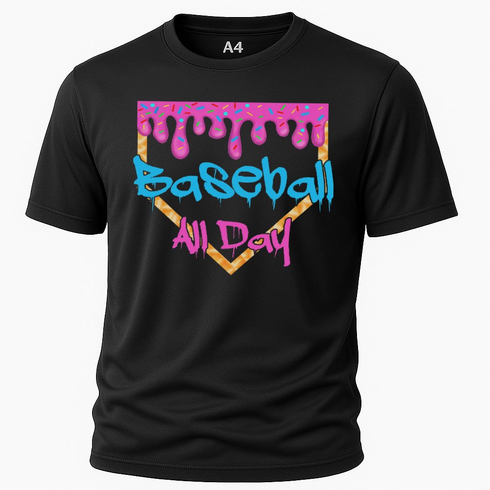 Baseball All Day Drip Home Plate Ice Cream Cooling Performance Crew T-Shirt