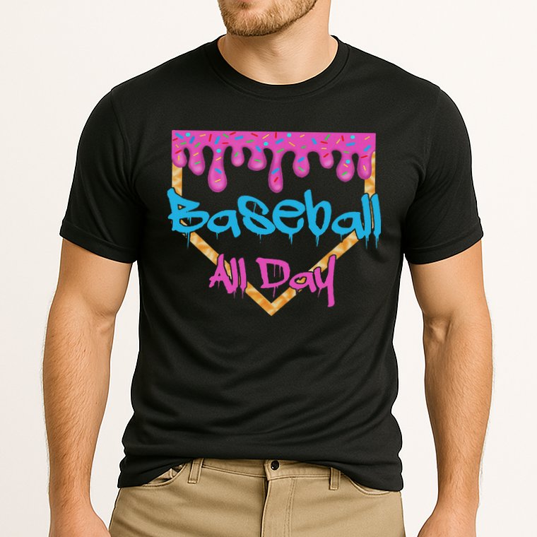 Baseball All Day Drip Home Plate Ice Cream Cooling Performance Crew T-Shirt