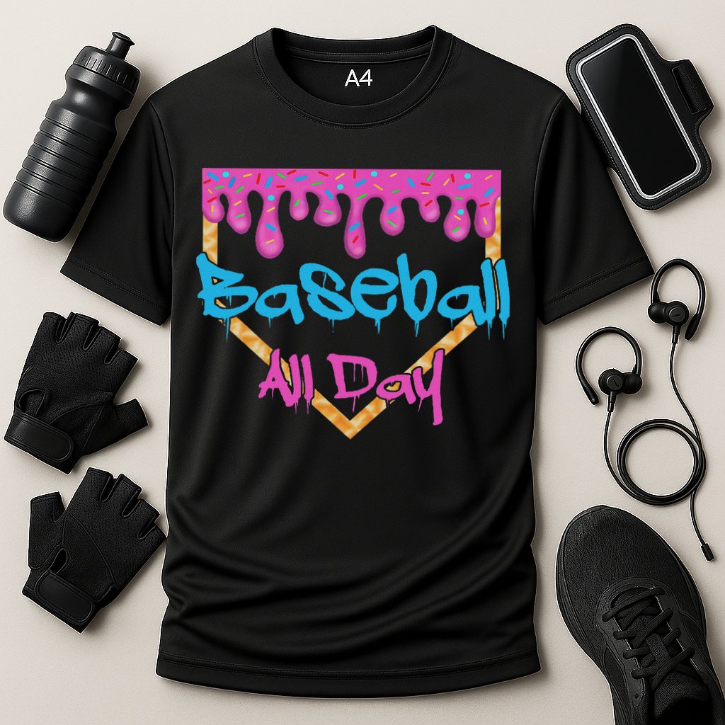 Baseball All Day Drip Home Plate Ice Cream Cooling Performance Crew T-Shirt