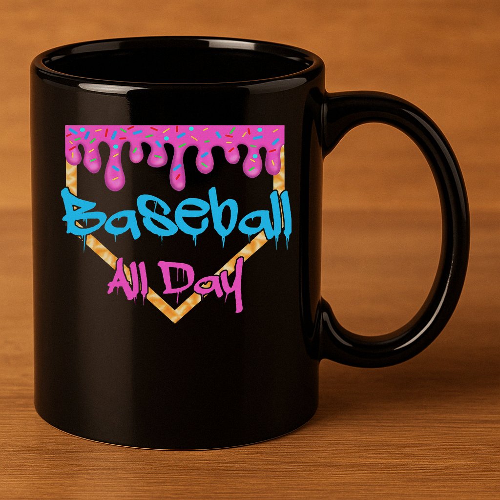Baseball All Day Drip Home Plate Ice Cream 11oz C Handle Ceramic Mug