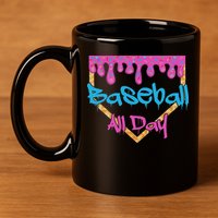 Baseball All Day Drip Home Plate Ice Cream 11oz C Handle Ceramic Mug