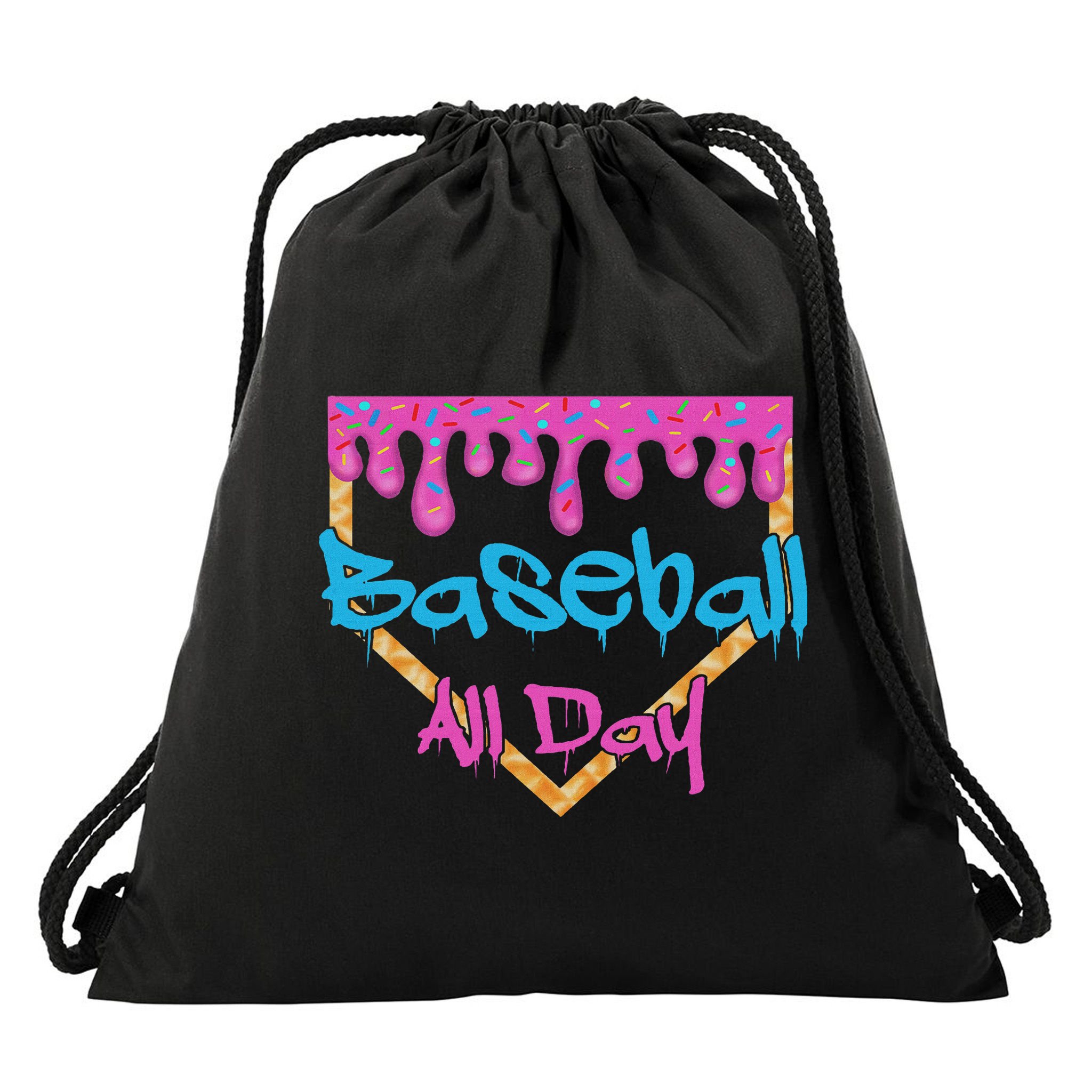 Baseball All Day Drip Home Plate Ice Cream Drawstring Bag
