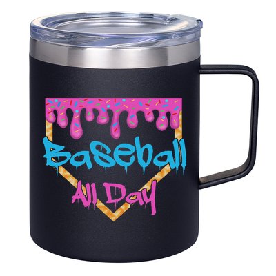 Baseball All Day Drip Home Plate Ice Cream 12oz Stainless Steel Coffee Mug