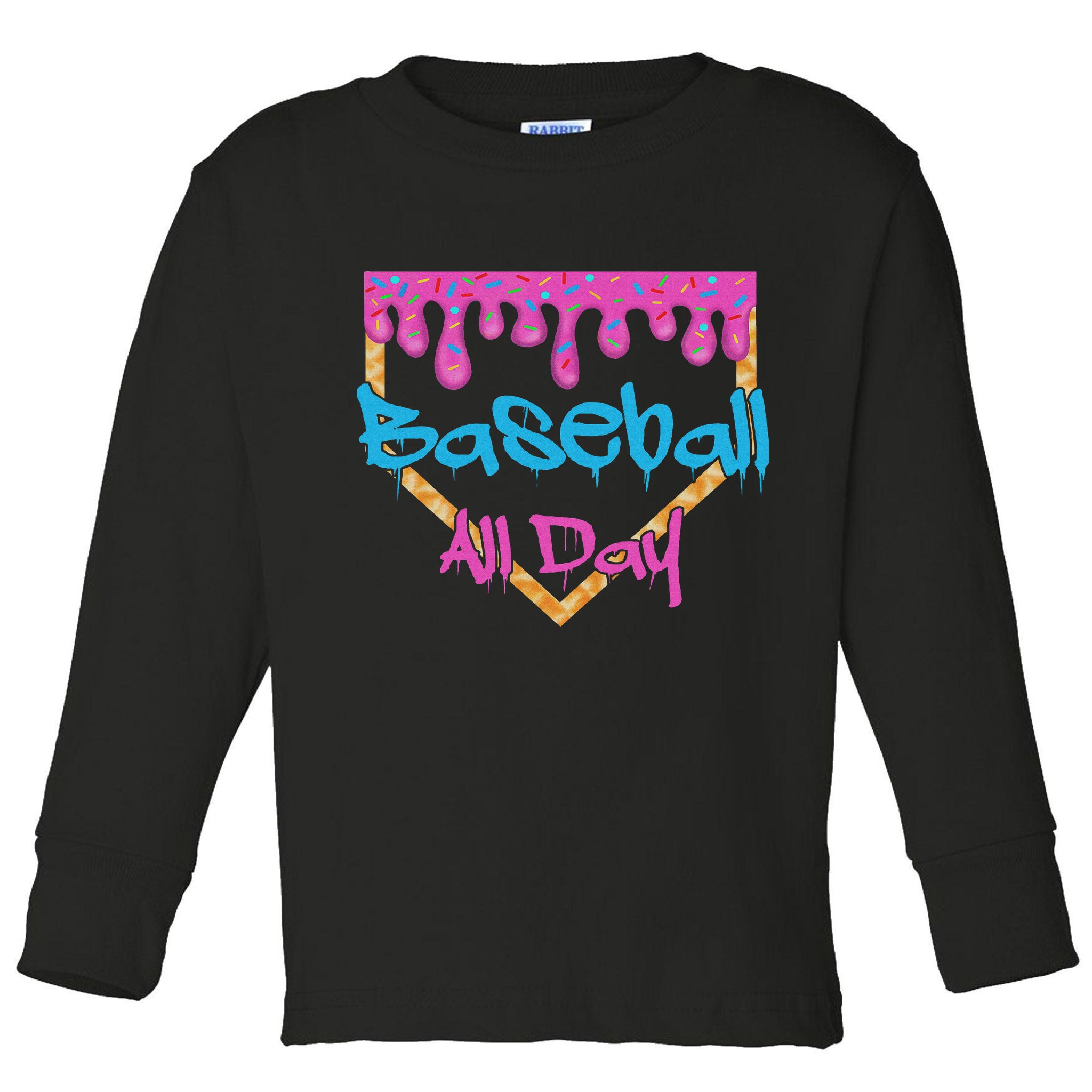 Baseball All Day Drip Home Plate Ice Cream Toddler Long Sleeve Shirt