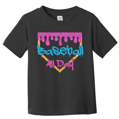 Baseball All Day Drip Home Plate Ice Cream Toddler T-Shirt