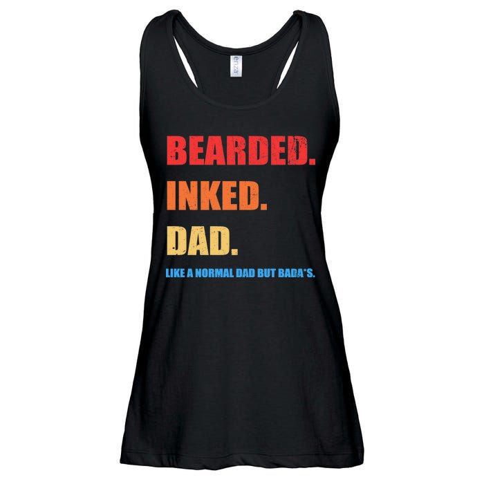 Bada*s Dad Inked Bearded Like A Normal Dad Ladies Essential Flowy Tank