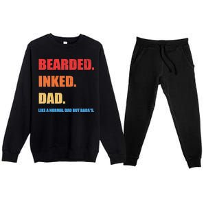 Bada*s Dad Inked Bearded Like A Normal Dad Premium Crewneck Sweatsuit Set