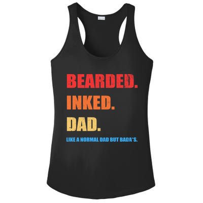 Bada*s Dad Inked Bearded Like A Normal Dad Ladies PosiCharge Competitor Racerback Tank