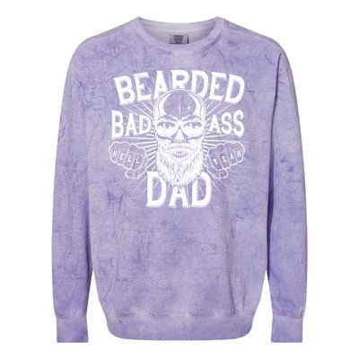 Badass Bearded Dad Colorblast Crewneck Sweatshirt