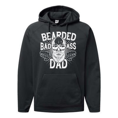 Badass Bearded Dad Performance Fleece Hoodie