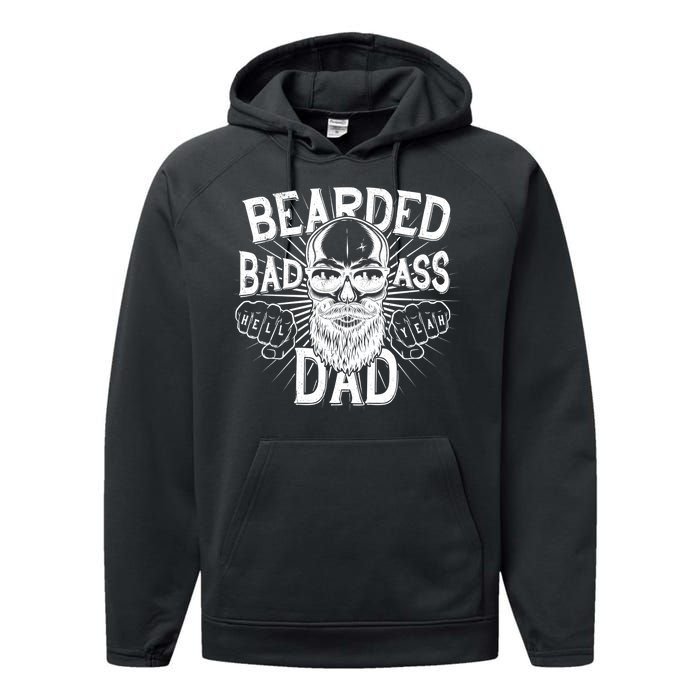 Badass Bearded Dad Performance Fleece Hoodie