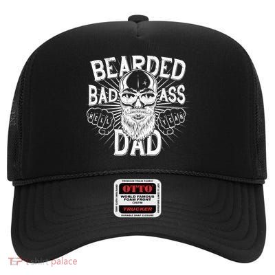 Badass Bearded Dad High Crown Mesh Back Trucker Hat