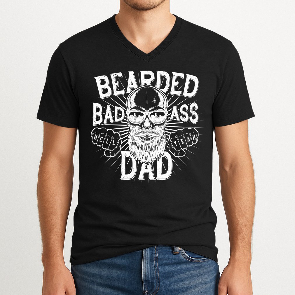 Badass Bearded Dad V-Neck T-Shirt
