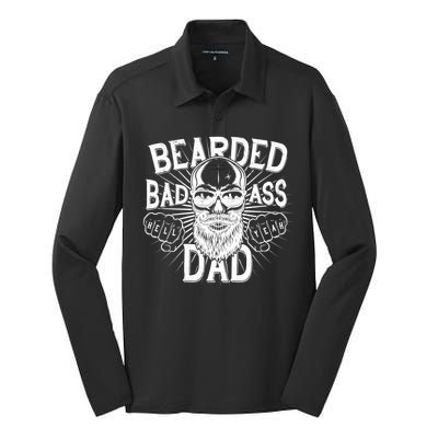 Badass Bearded Dad Silk Touch Performance Long Sleeve Polo