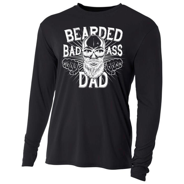 Badass Bearded Dad Cooling Performance Long Sleeve Crew