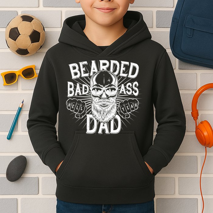 Badass Bearded Dad Kids Hoodie