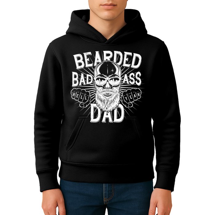 Badass Bearded Dad Kids Hoodie