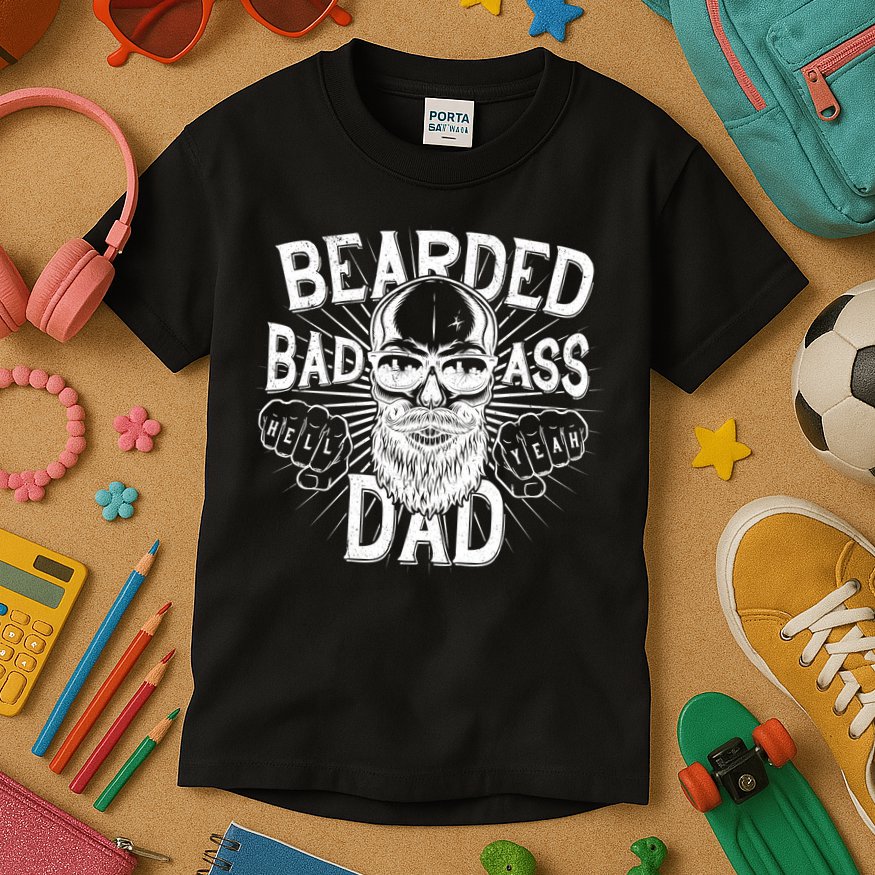Badass Bearded Dad Kids T-Shirt