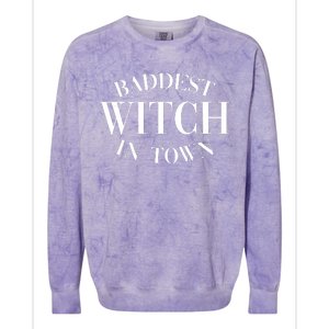 Baddest Witch In Town Funny Halloween Colorblast Crewneck Sweatshirt