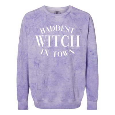 Baddest Witch In Town Funny Halloween Colorblast Crewneck Sweatshirt