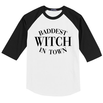 Baddest Witch In Town Funny Halloween Baseball Sleeve Shirt