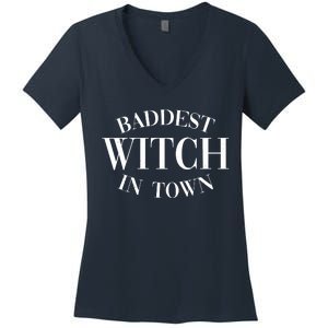 Baddest Witch In Town Funny Halloween Women's V-Neck T-Shirt