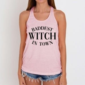 Baddest Witch In Town Funny Halloween Women's Knotted Racerback Tank