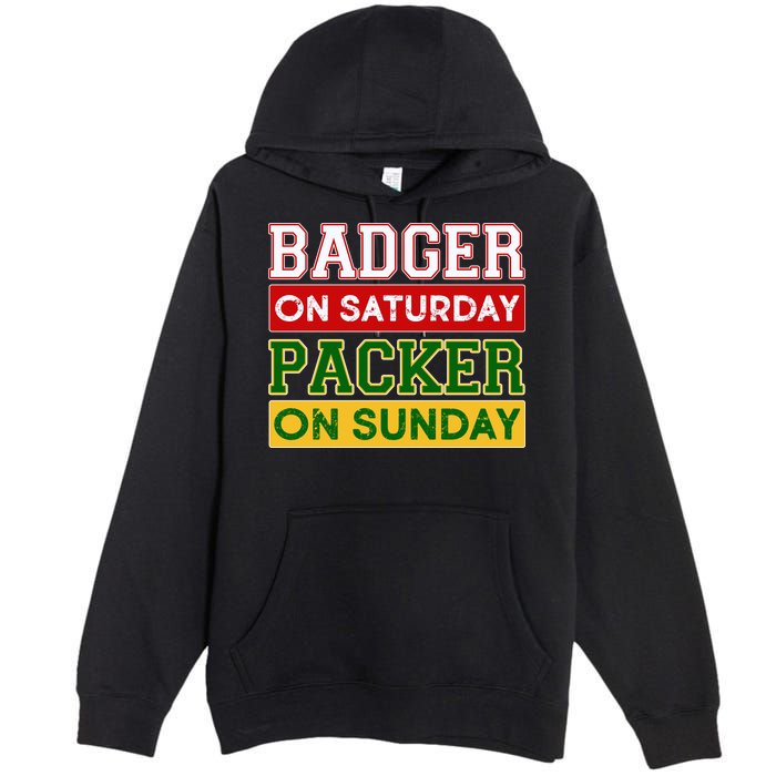 Badger On Saturday Packer On Sunday Premium Pullover Hoodie