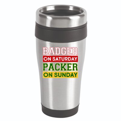 Badger On Saturday Packer On Sunday 16oz Travel Tumbler