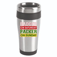 Badger On Saturday Packer On Sunday 16oz Travel Tumbler