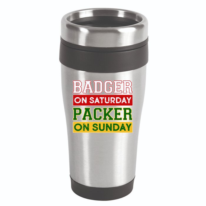 Badger On Saturday Packer On Sunday 16oz Travel Tumbler