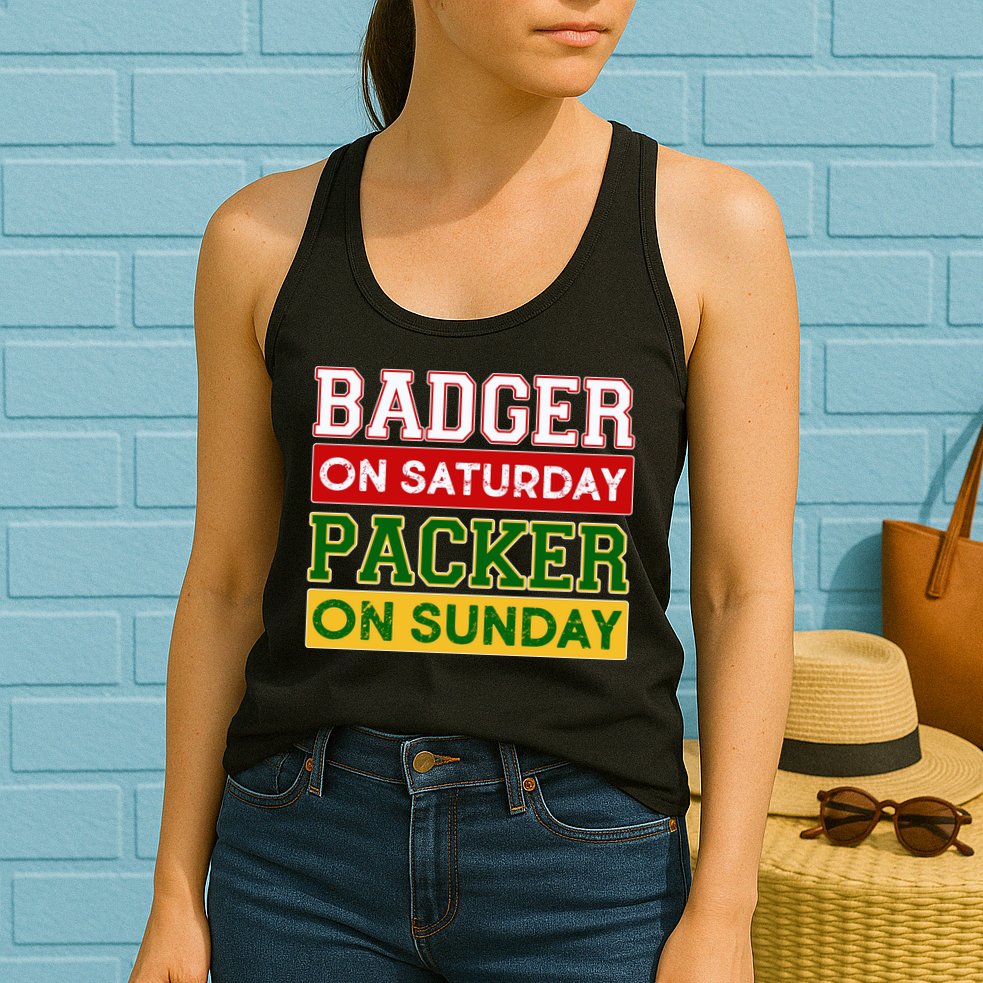 Badger On Saturday Packer On Sunday Womens Tank Top