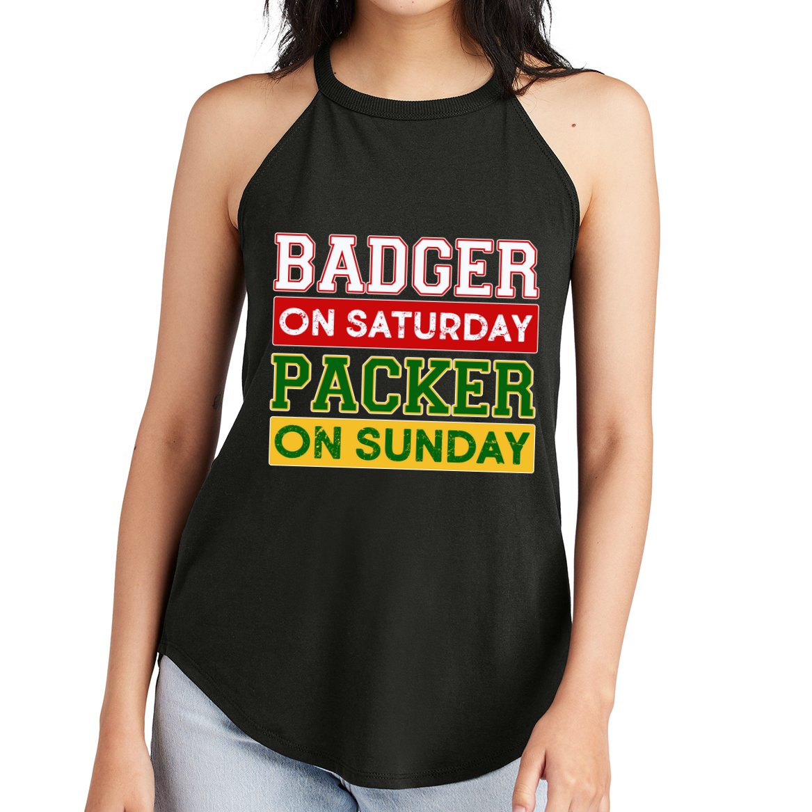 Badger On Saturday Packer On Sunday Women's Perfect Tri Rocker Tank