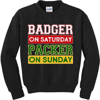 Badger On Saturday Packer On Sunday Kids Sweatshirt