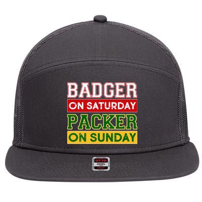 Badger On Saturday Packer On Sunday 7 Panel Mesh Trucker Snapback Hat