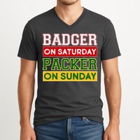 Badger On Saturday Packer On Sunday V-Neck T-Shirt