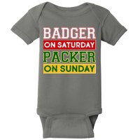 Badger On Saturday Packer On Sunday Baby Bodysuit