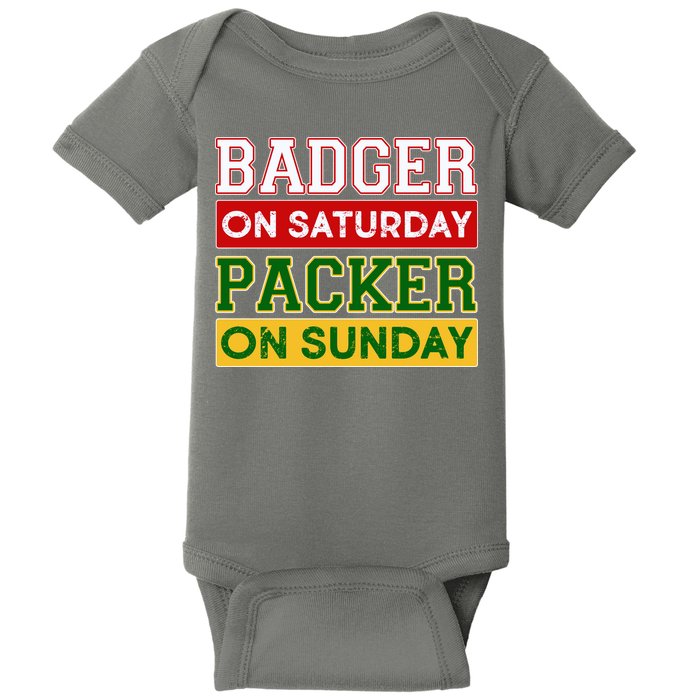 Badger On Saturday Packer On Sunday Baby Bodysuit